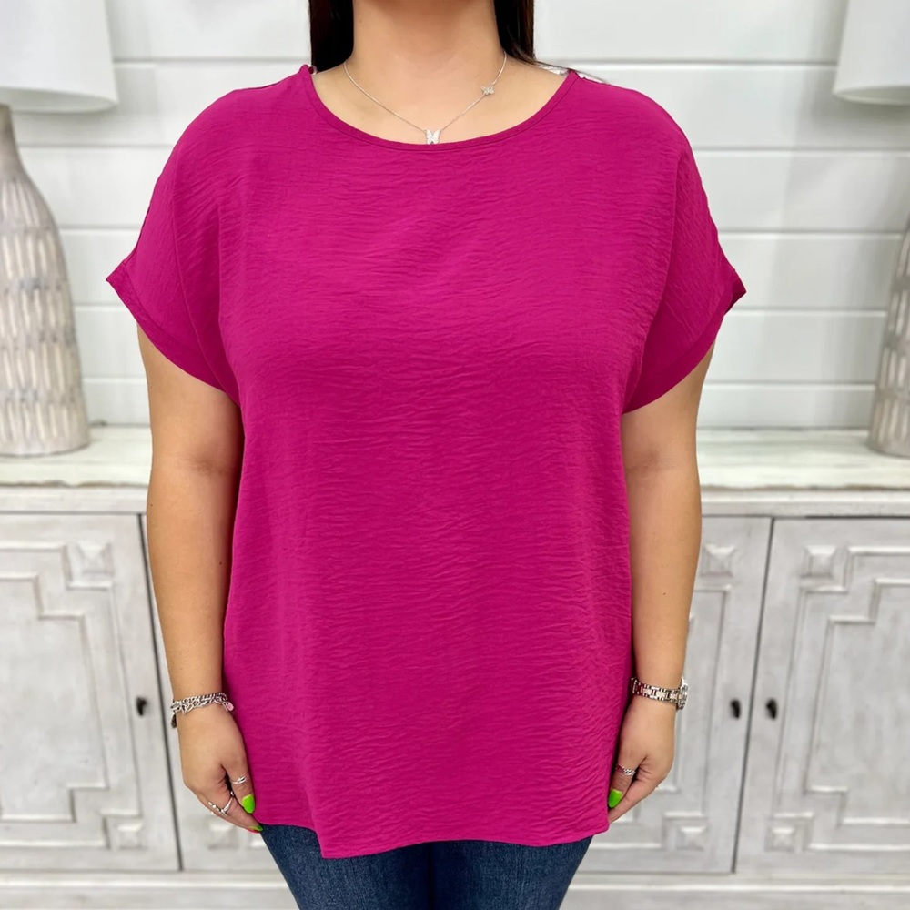 Mittoshop Women Magenta Hot Pink Blouse Top Shirt XL New